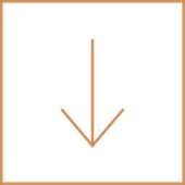 An arrow pointing down in a square on a white background.