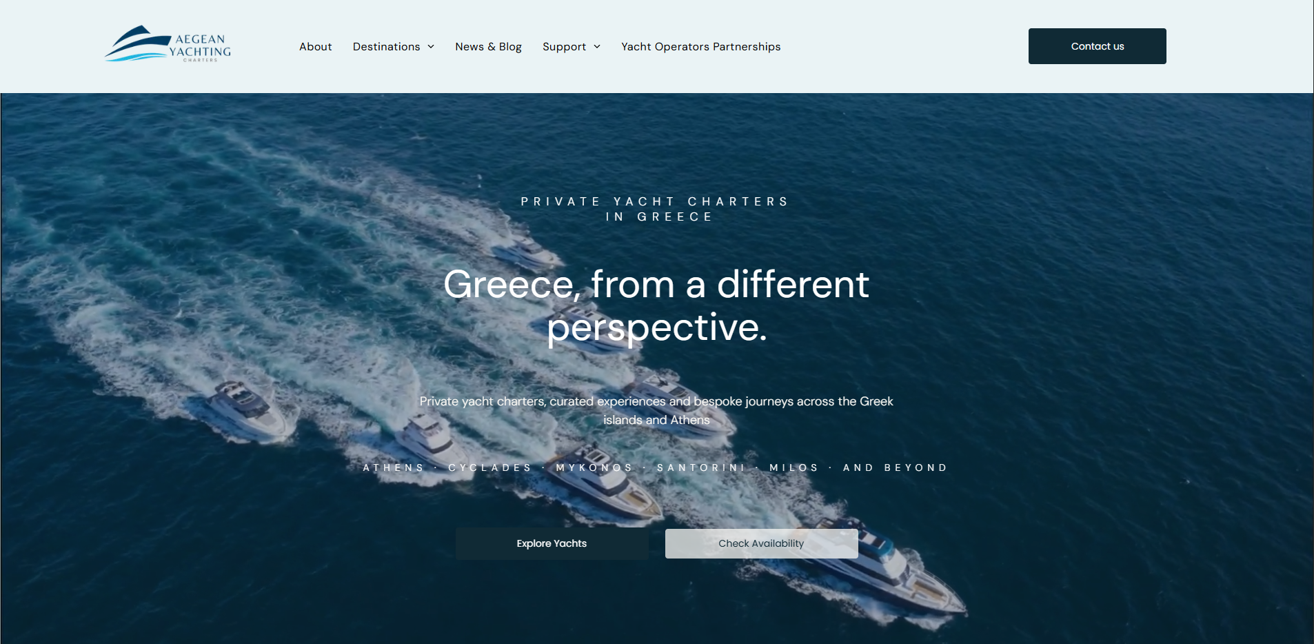 Ανασχεδιασμός ιστοσελίδας luxury yacht charters Greece Aegean Yachting από Ink and Pixel Studio