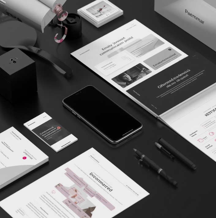 Mobile phone, papers and pencils on a desk
