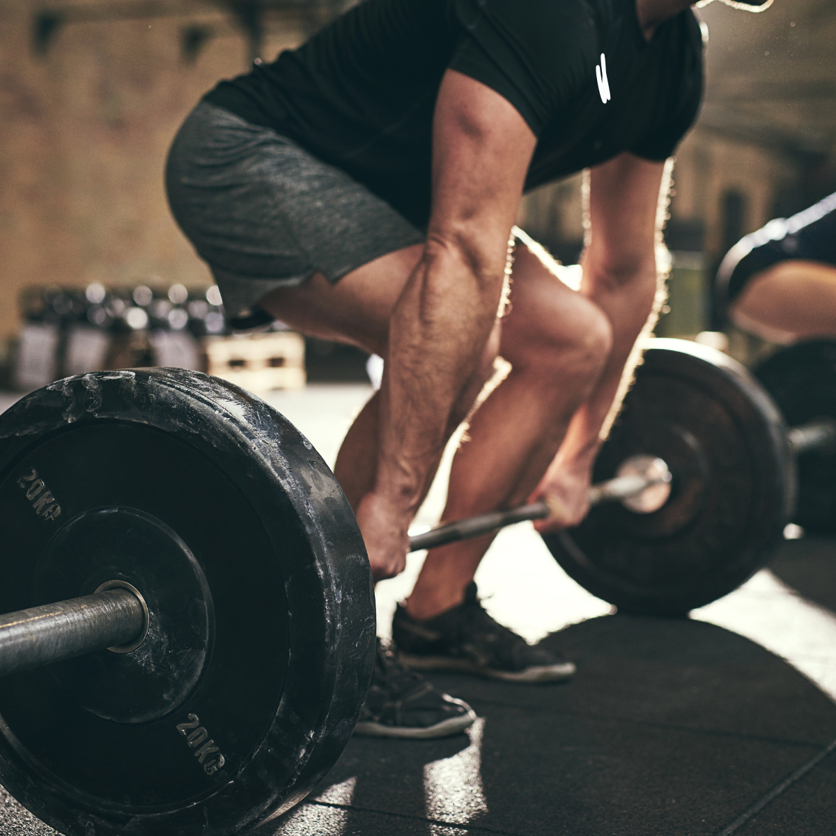 Person exercising with weights in a gym
