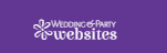Wedding & party websites logo on a purple background with white text and floral icon