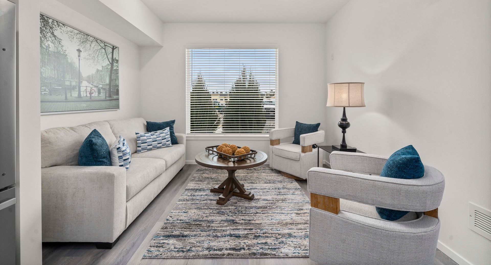 Spacious living room area at Blueberry Apartments, Port Orchard rentals.