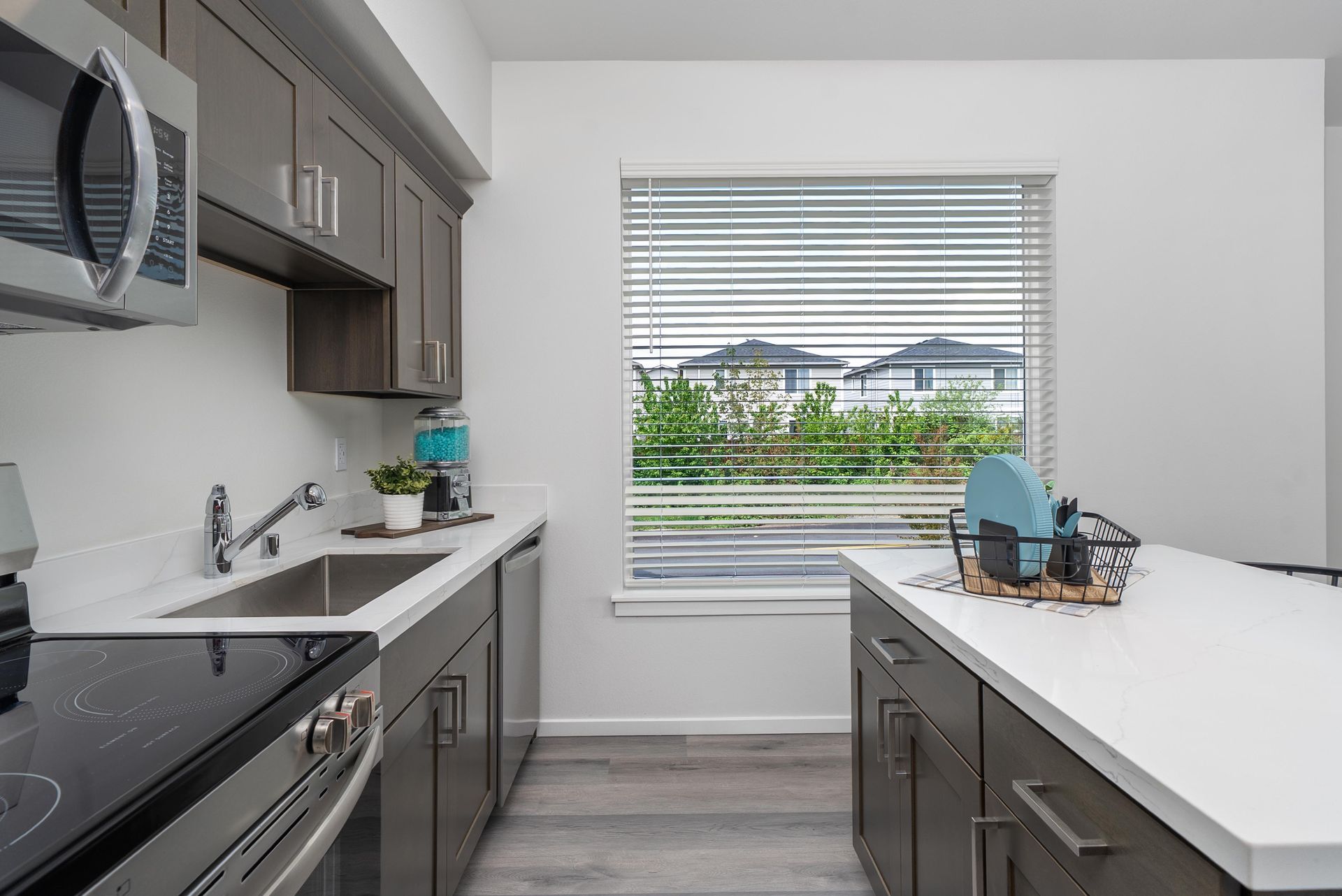 View from kitchen overlooking window at Blueberry Apartments rentals, Port Orchard