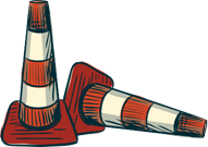 illustration of traffic cones