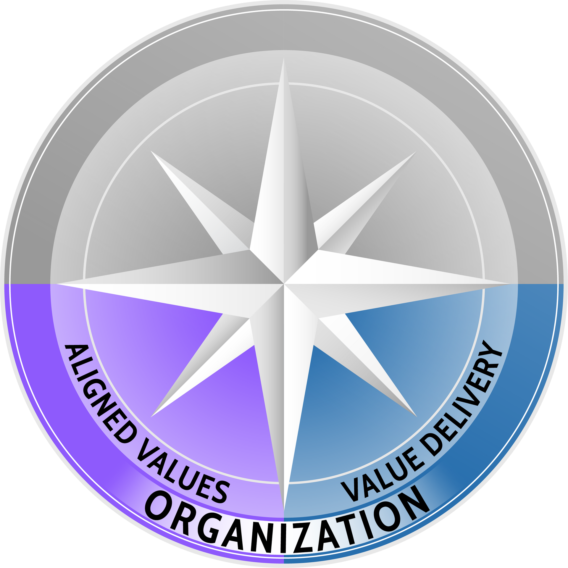 A logo for aligned values organization value delivery