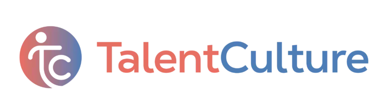 A logo for talent culture with a person in a circle.