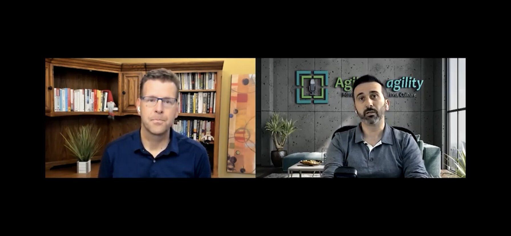 A screenshot of a YouTube video, split screen with Pete Behrens on left, Miljan Bajic on right