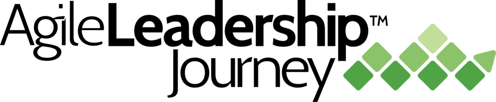 A logo for agile leadership journey with green squares
