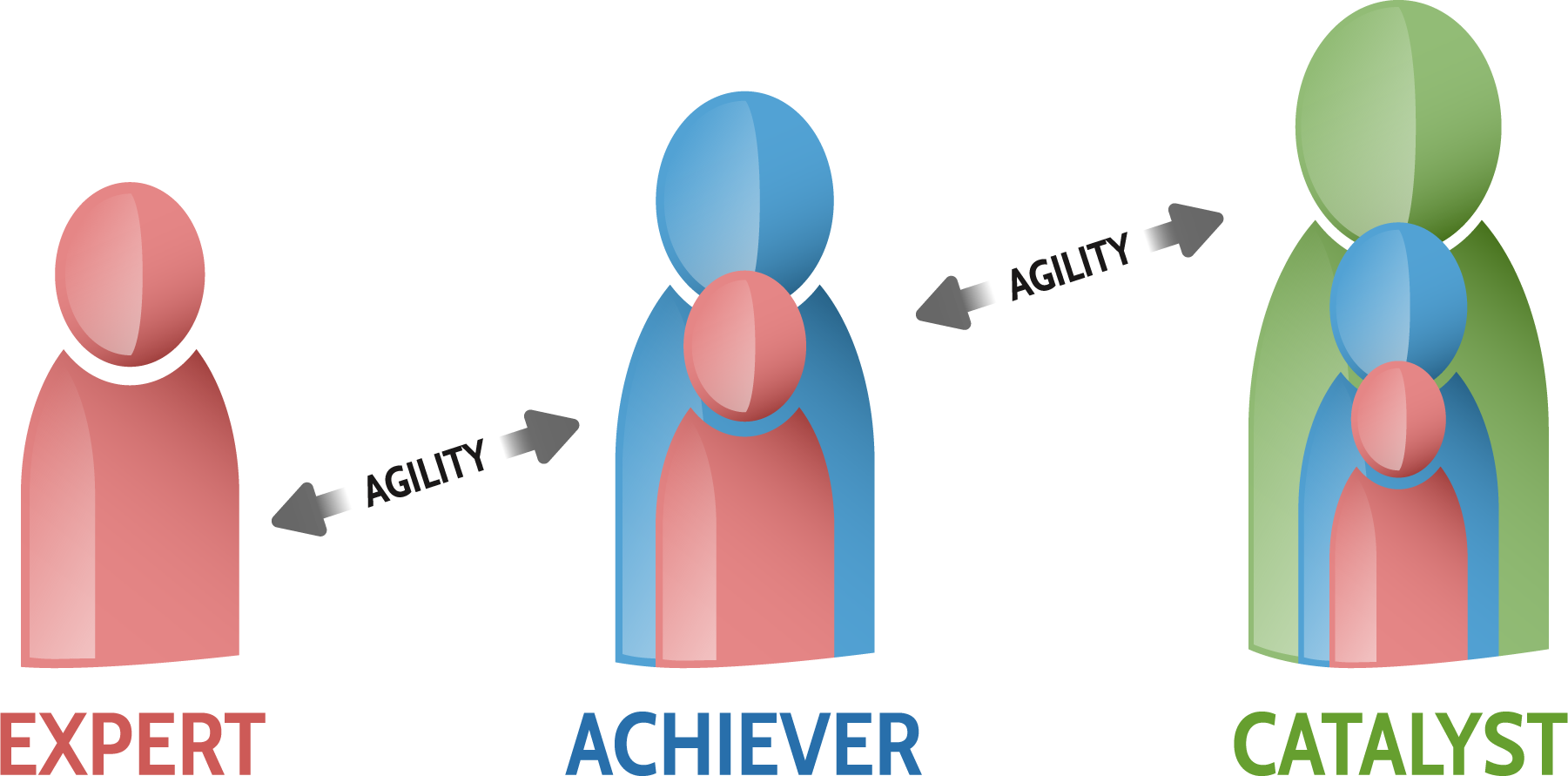 Diagram showing the progression from Expert to Achiever to Catalyst, with