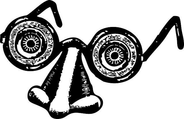 A black and white drawing of a pair of glasses