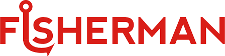 The Fisherman Logo, which is red lettering in all caps. The