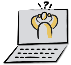 A drawing of a laptop with a drawing of a person on the screen