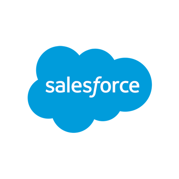 A blue cloud with the word salesforce on it