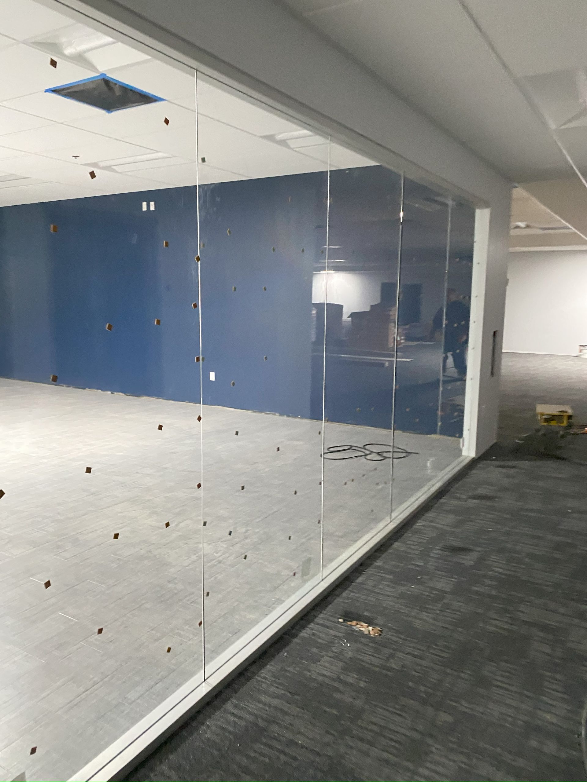 Commercial office with glass walls and doors