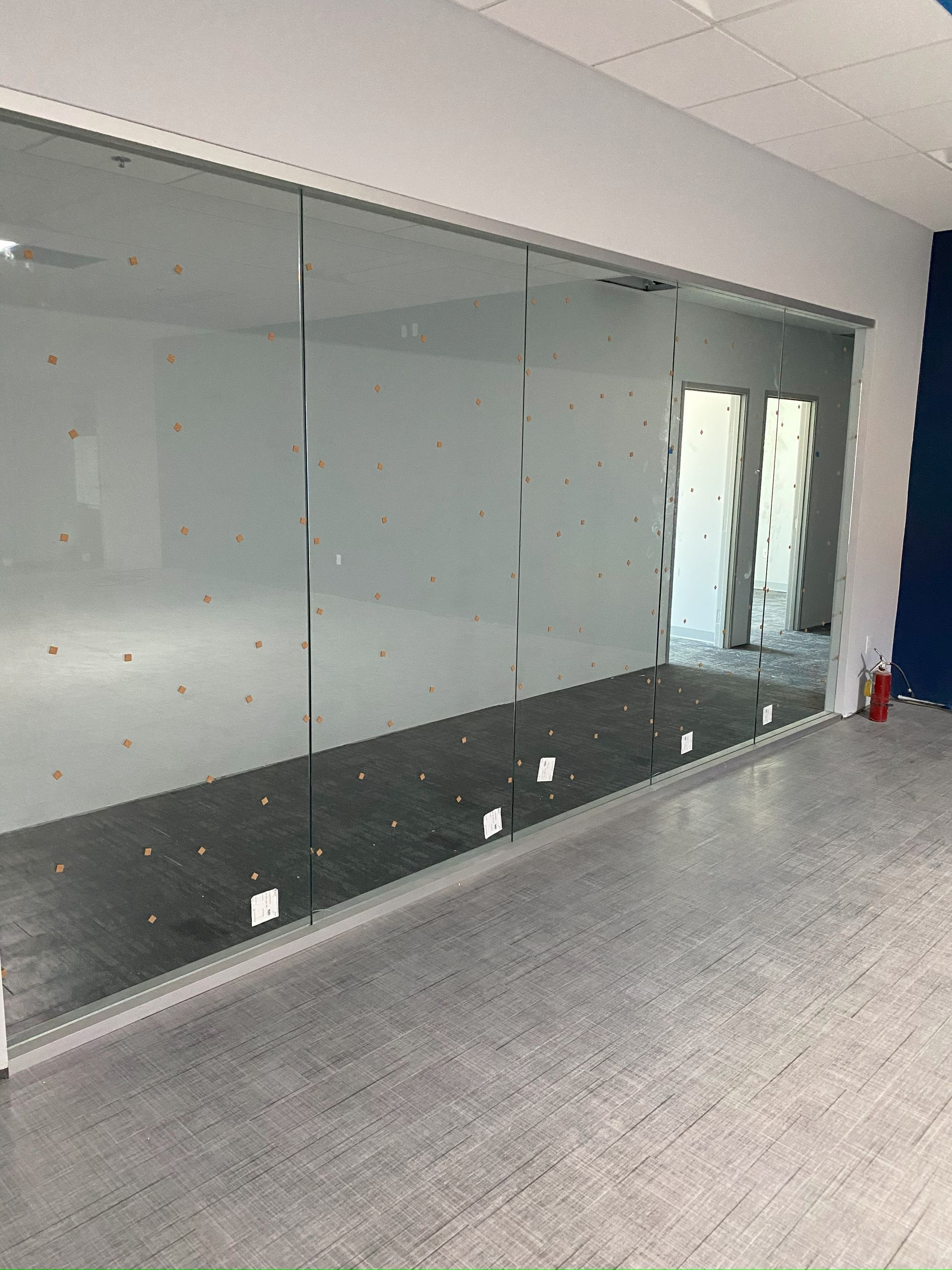 Commercial office with glass walls and doors