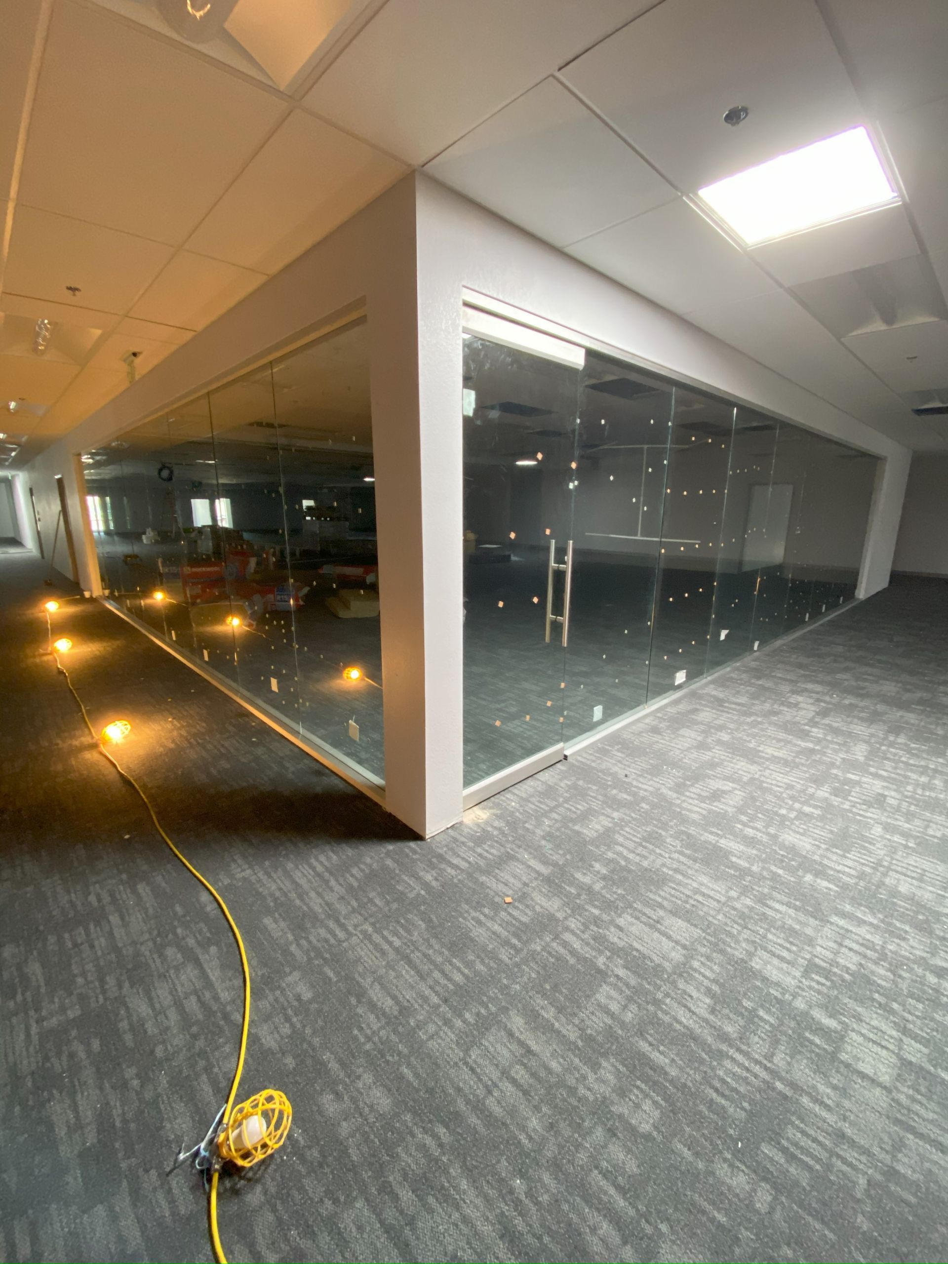 Commercial office with glass walls and doors