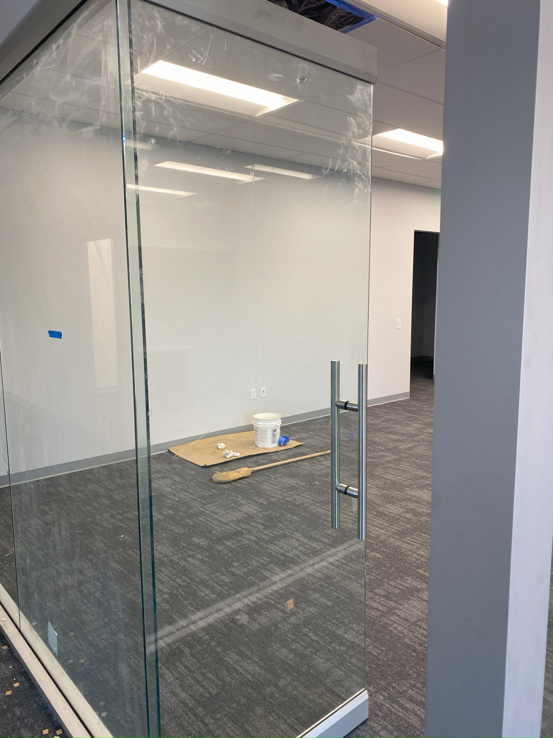 Commercial office with glass walls and doors