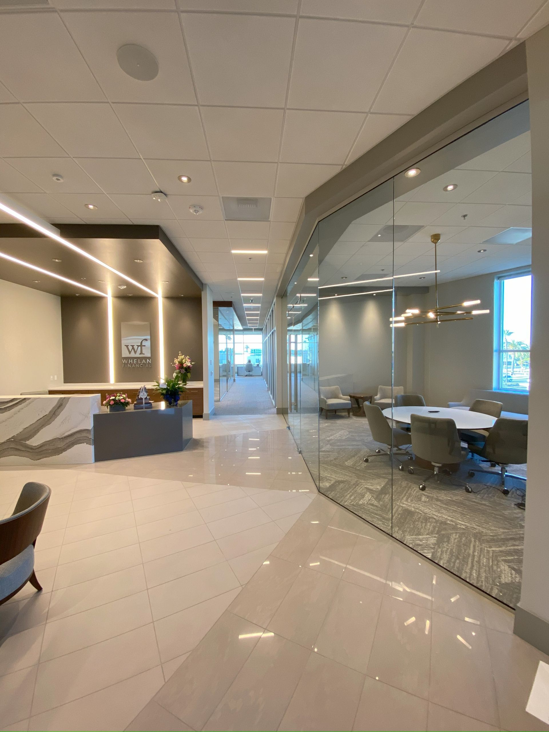 Commercial office with glass walls and doors