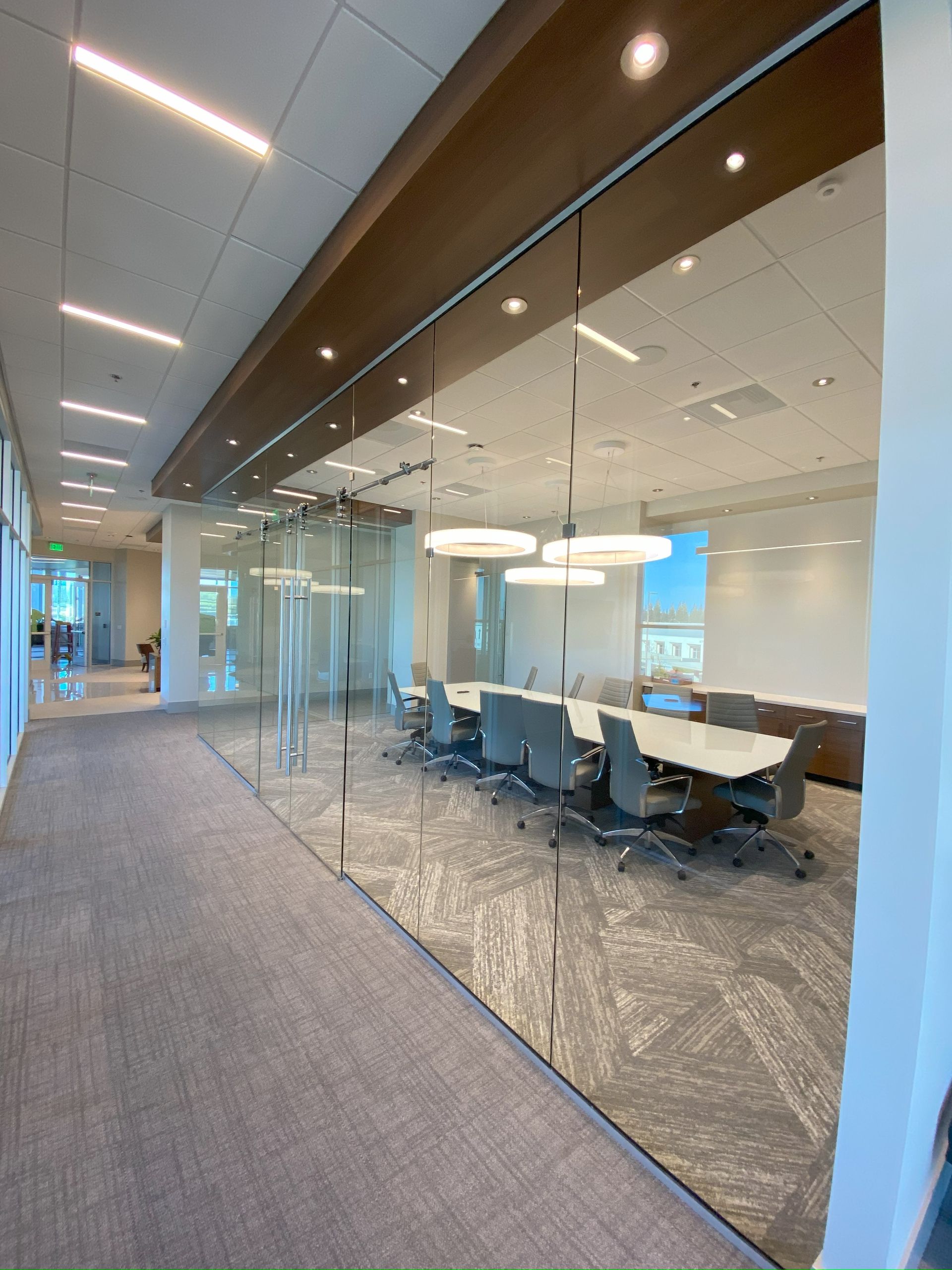 Commercial office with glass walls and doors