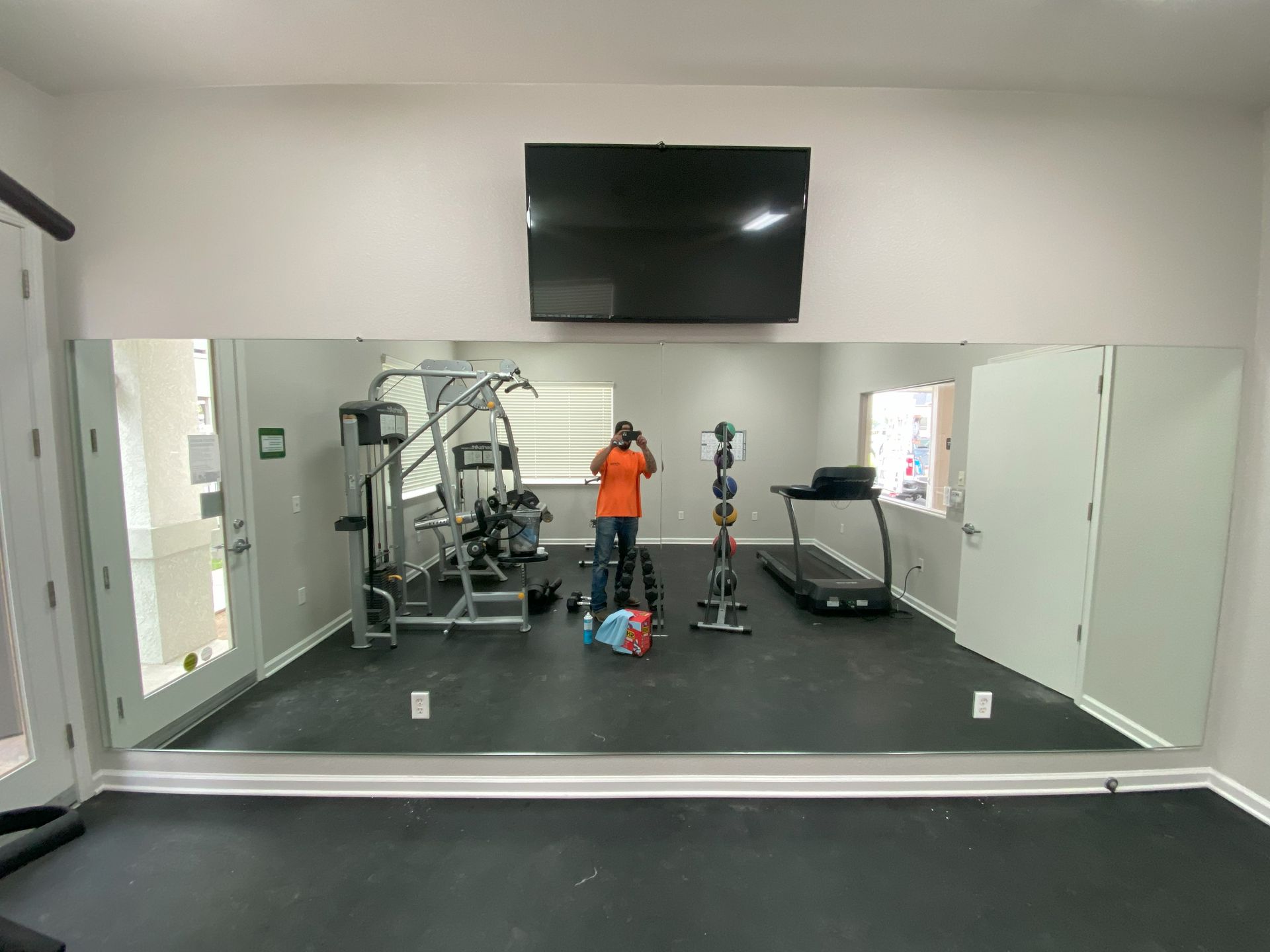 Large wall mirror professionally installed