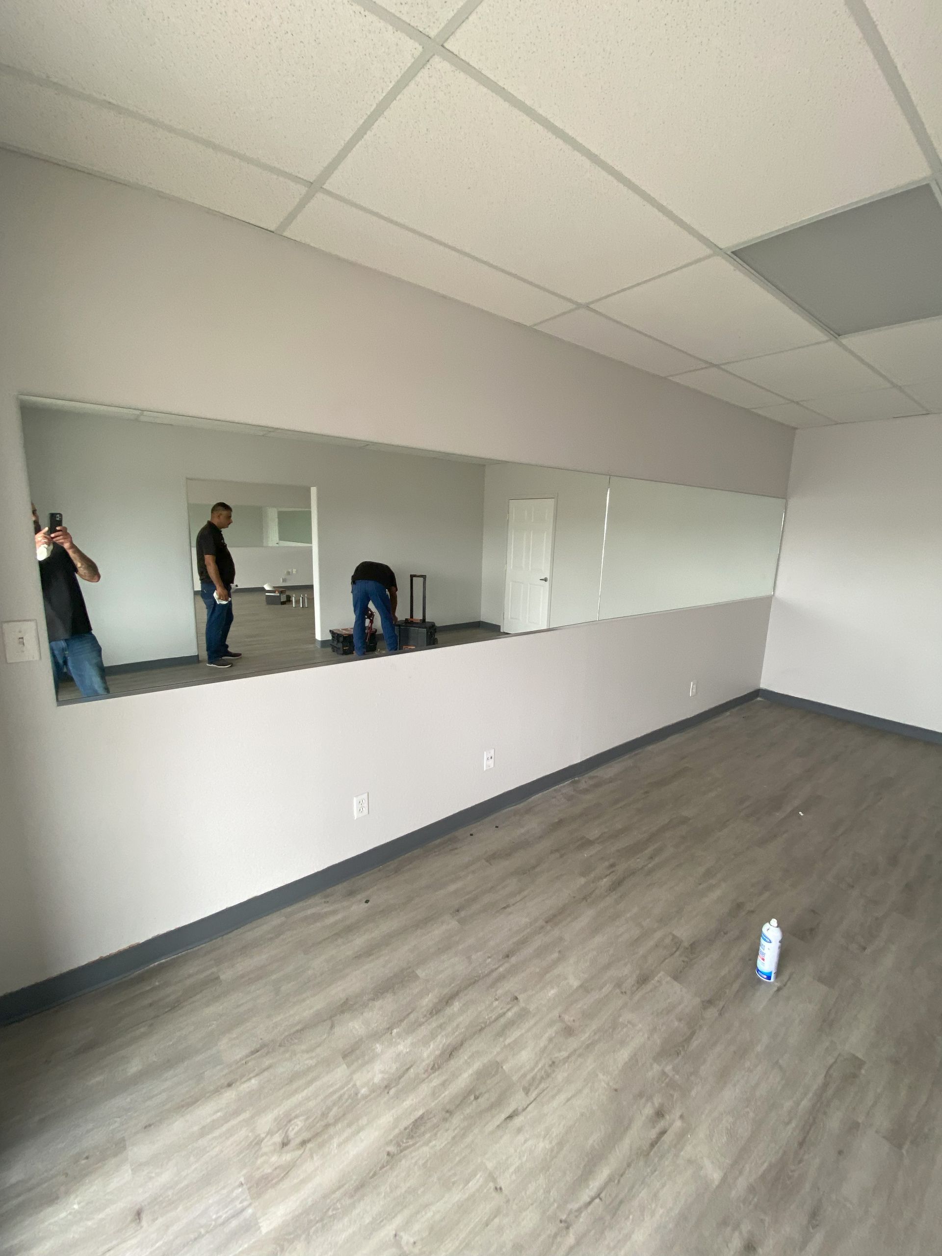 Large wall mirror professionally installed
