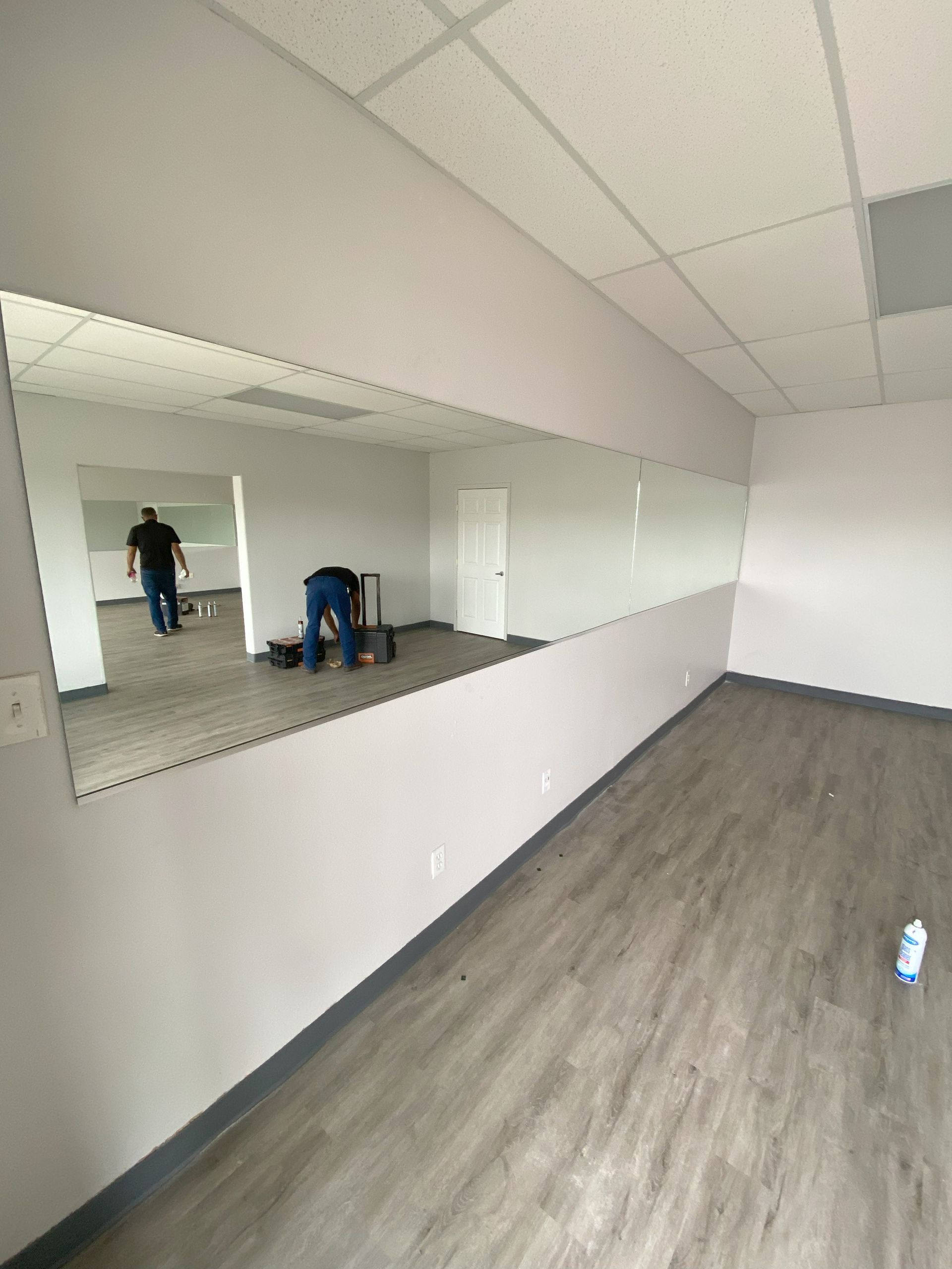 Large wall mirror professionally installed