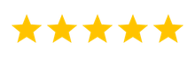 A row of five yellow stars on a white background.