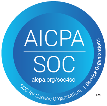 AICPA SOC logo with a blue circular design, text reading 