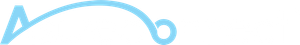 A light blue abstract logo featuring a curved line ending in a circle on the right and a triangle shape on the left.