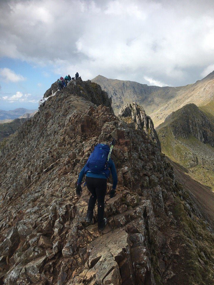Scrambling on a knife edge ridge