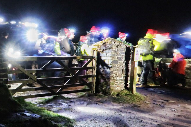 Night runners with head torches