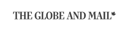 A black and white logo for the globe and mail