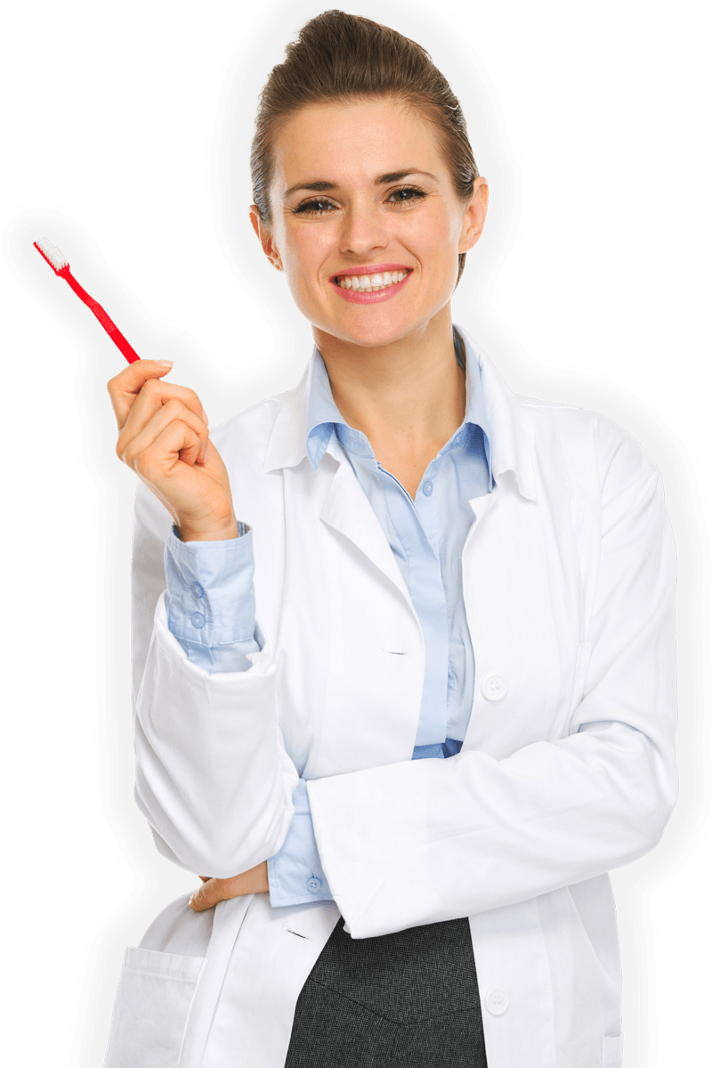 Dentist Woman Holding Toothbrush — Bunbury WA — FADC Dental Group Dentist Woman Holding Toothbrush — Bunbury WA — FADC Dental Group
