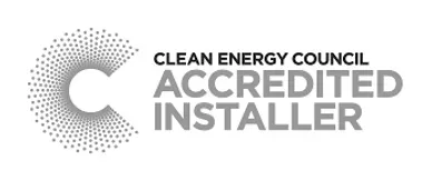 Clean Energy Council Accredited Installer logo. Gray