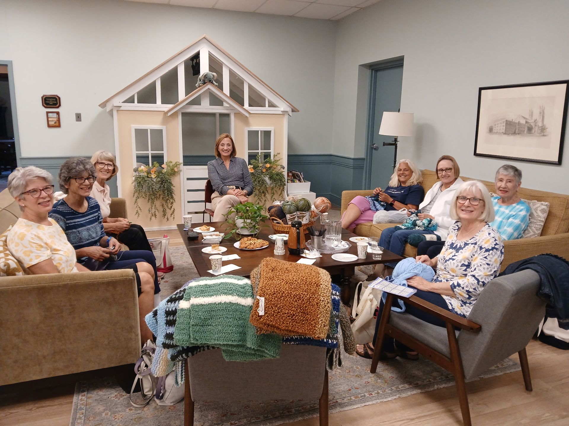 senior adults knitting group