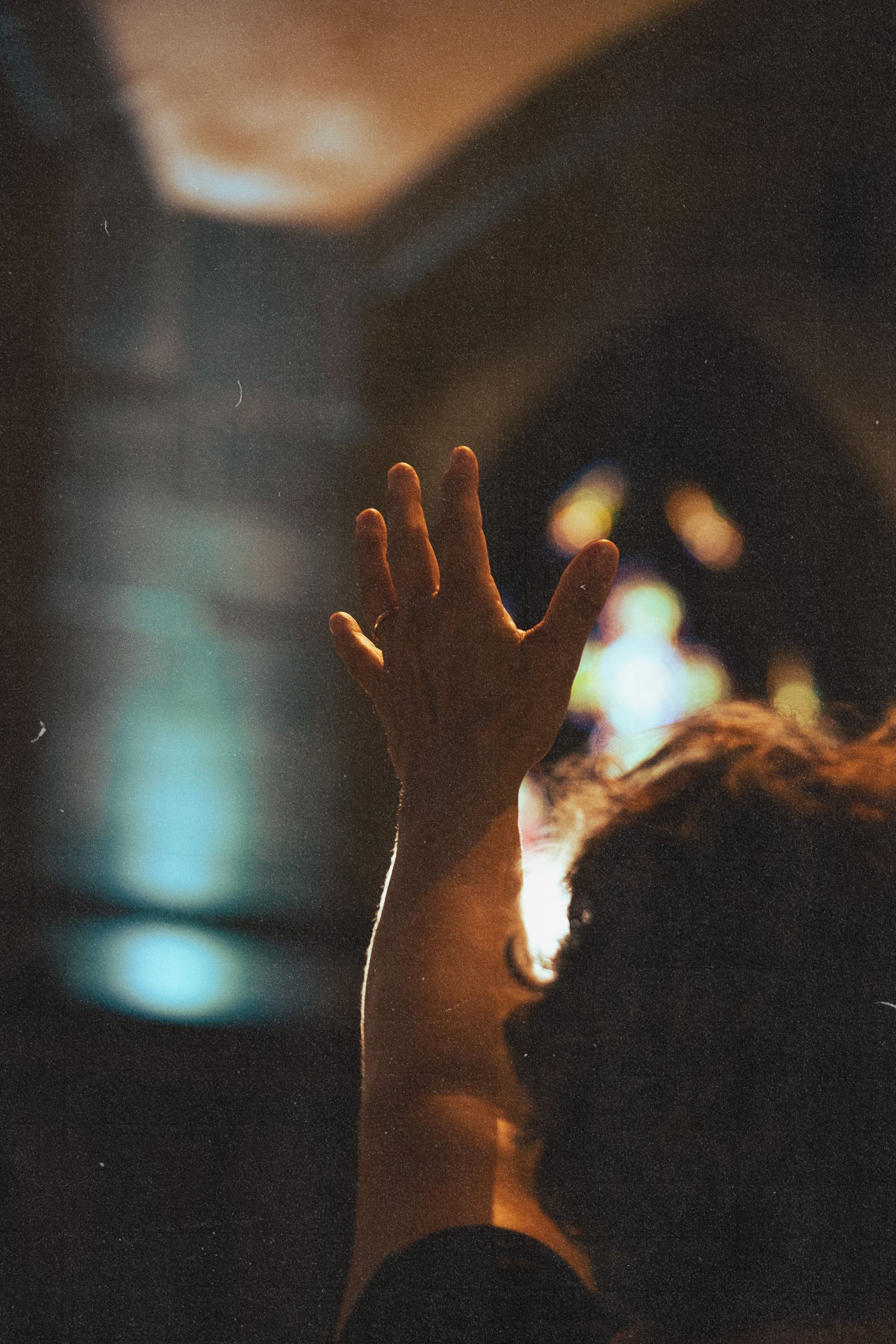 Close-up of worship leader hand