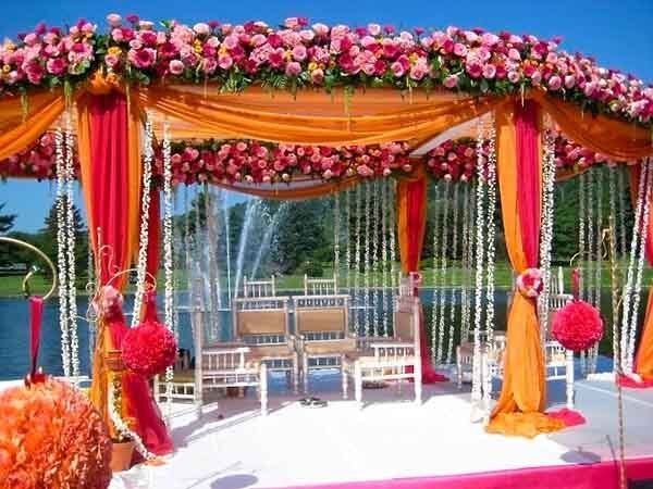 Orange drapes and chairs