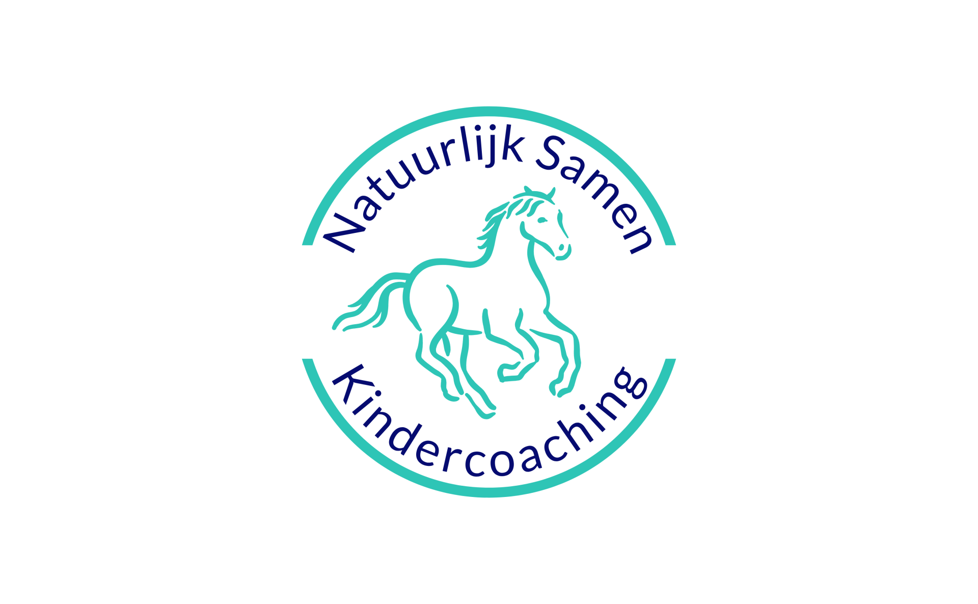 Logo: Turquoise horse within a circle,