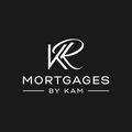 A logo for mortgages by kam on a black background.