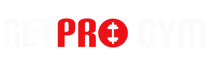 GETPRO GYM-logo in zwarte, rode en witte tekst