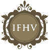 Decorative brown emblem with the initials “IFHV” centered inside a circular floral border.