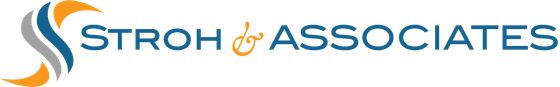 Logo for Stroh & Associates. Features a blue, gray, and orange swirl graphic and the company name.