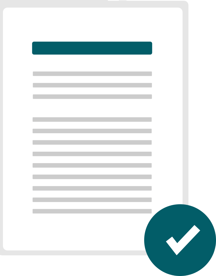 An illustration of a document with a check mark next to it.