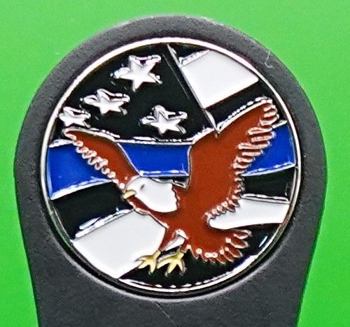 Bald eagle emblem with American flag elements.
