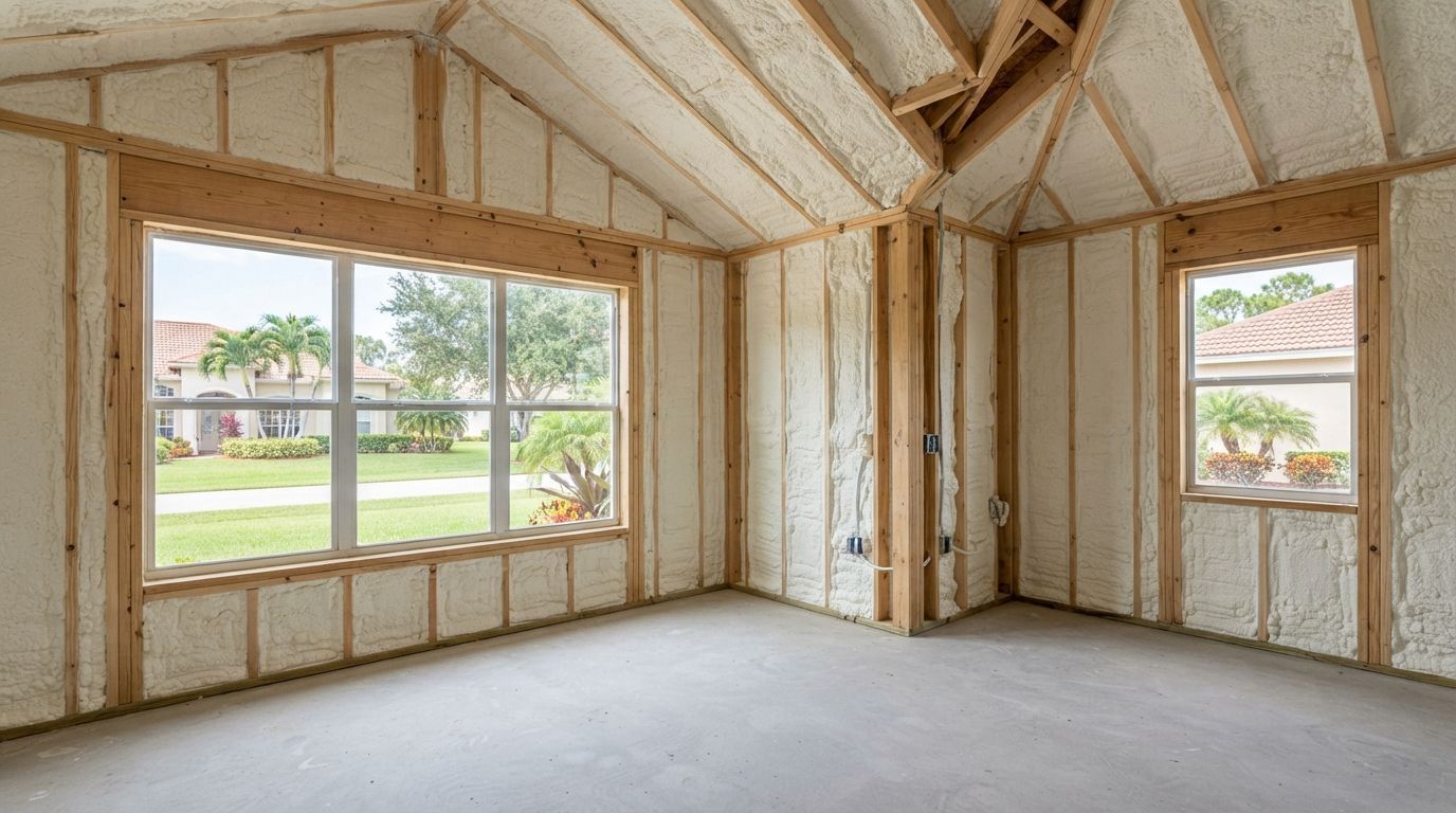 Completed residential spray foam insulation in Port Saint Lucie Florida