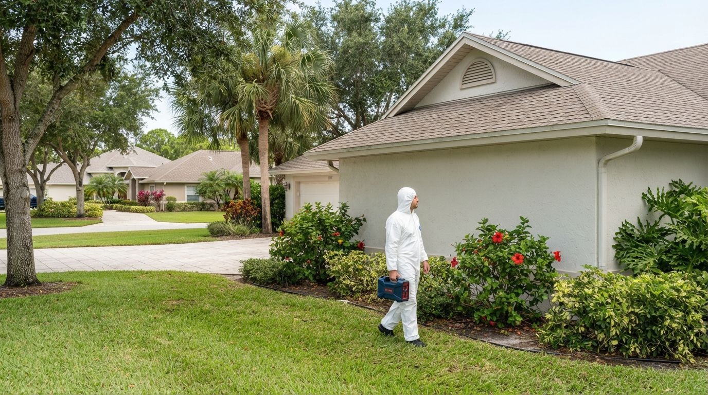 Spray foam technician assessing a home in Port Saint Lucie Florida