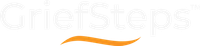 Faint GriefSteps wordmark with a small orange wave underline on a white background
