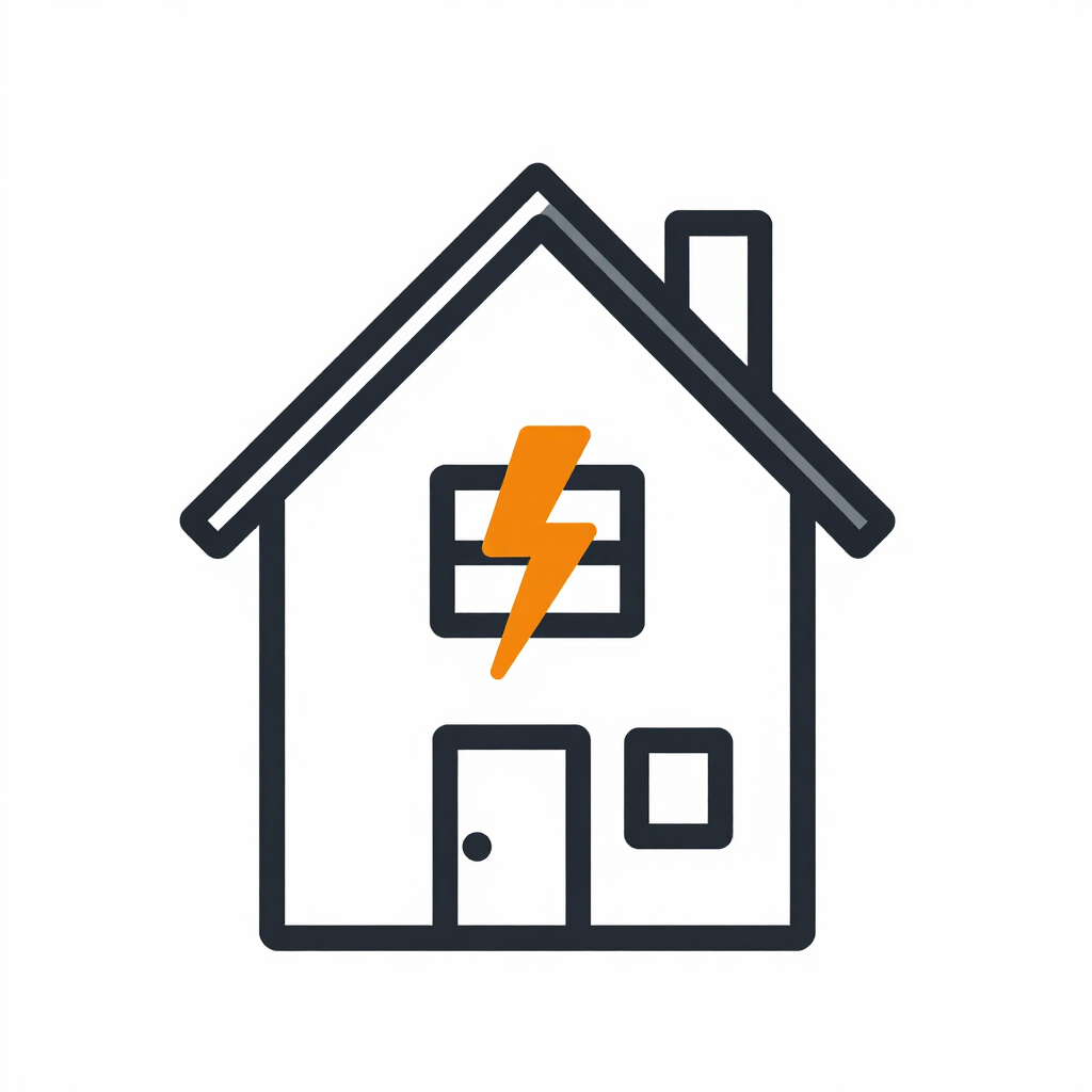 House icon with a yellow lightning bolt on the front, suggesting home energy or electricity