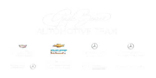 Logo of a company that sells vehicles. Logos of Cadillac, Chevrolet, and Mercedes-Benz are included.