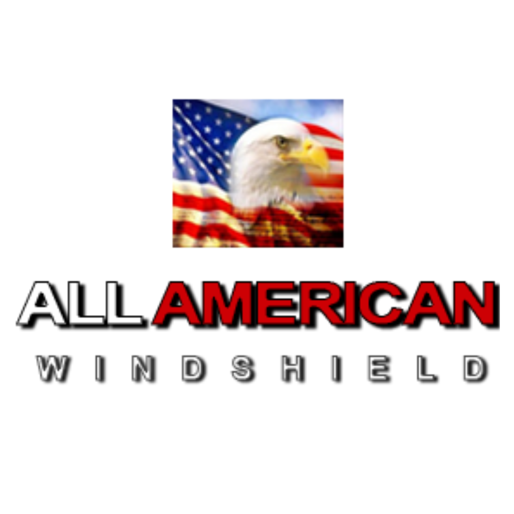 All American Windshield logo with eagle over U.S. flag in red, white, and blue